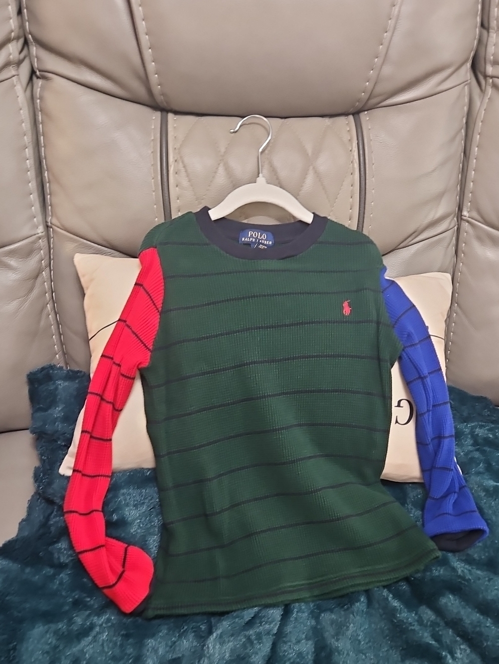 Polo by Ralph Lauren Kids' Colorblock Striped Long-Sleeve Top - Green/Red/Blue